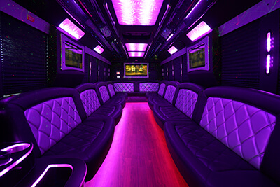 bus with purple lighting