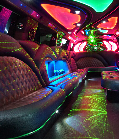 limo interior with laser lights
