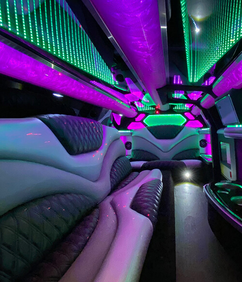 disco themed limousine interior