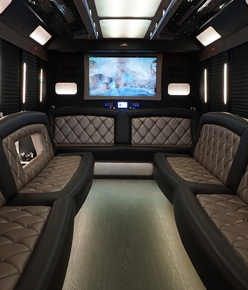 limo bus with custom seats